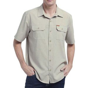 Orvis Shirt Mens XXL Beige Short Sleeve Classic Collection Sleeve Work Outdoor